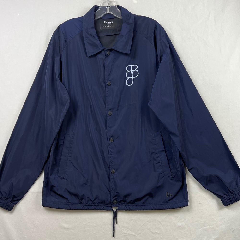 Figma IPO Jacket Mens Large Navy Blue Graphic Tech Windbreaker Streetwear